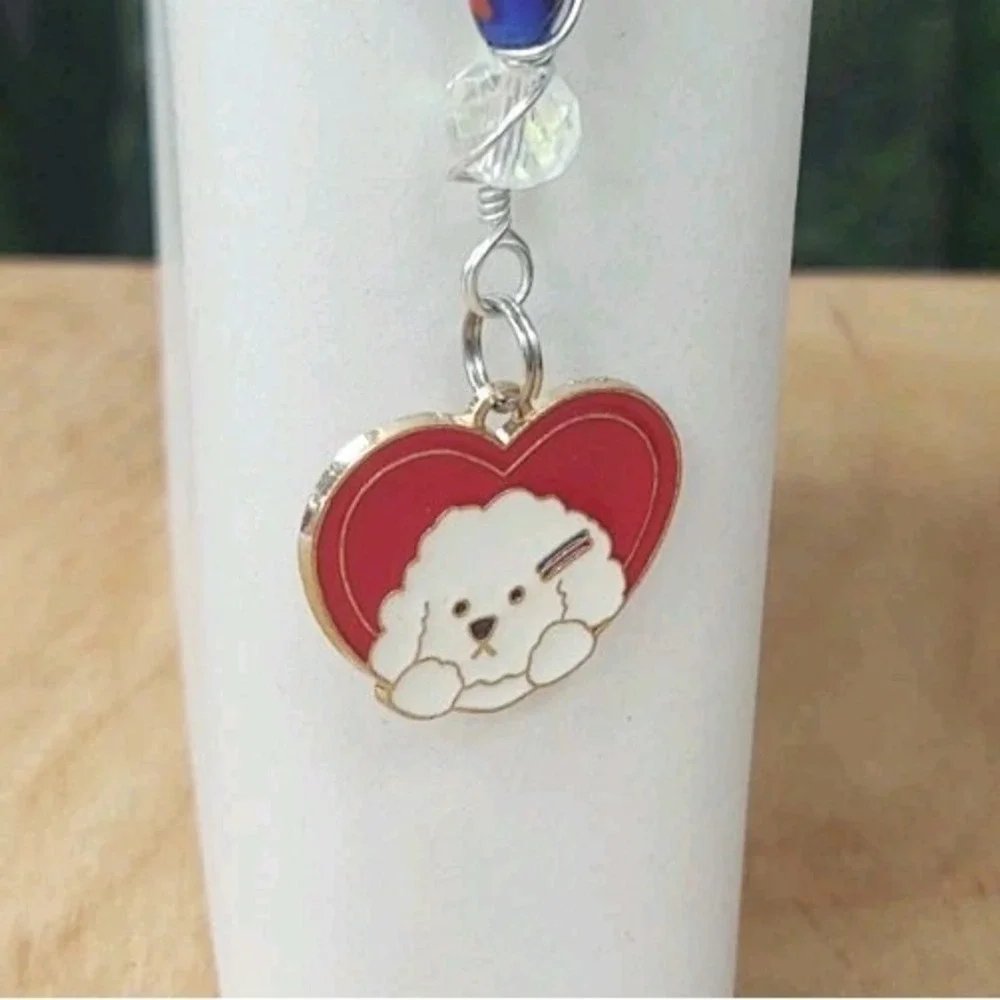Handcrafted Bookmark Dog Heart Wire Wrapped Lampwork Beads 7.5